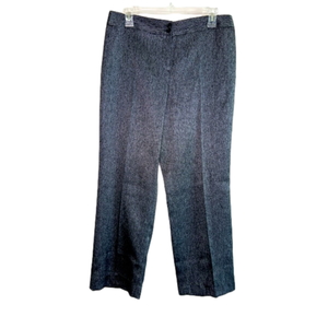 Anne Klein Womens Pants Sz 10 p Silver/Black Herringbone Straight Leg